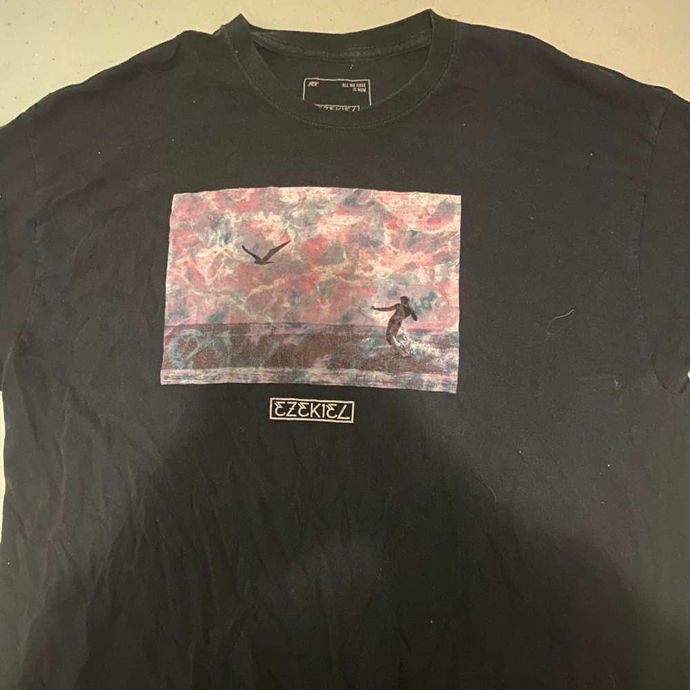 Black shirt with sunset